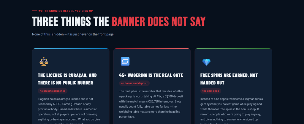 Flagman conditions screen with the BGaming title named