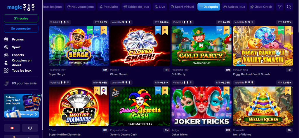 Magic365 no deposit bonus terms displaying its withdrawal ceiling